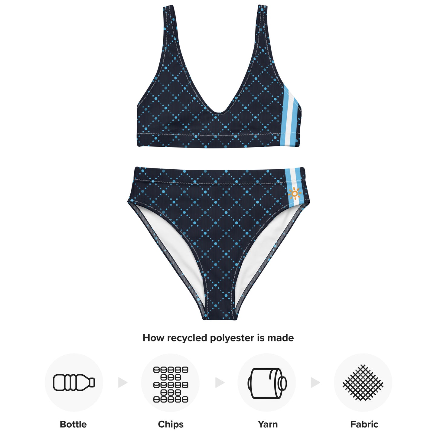 Bikini talle alto Deep Blue Argento