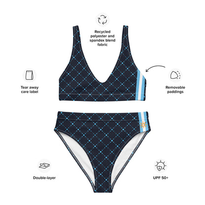 Bikini talle alto Deep Blue Argento